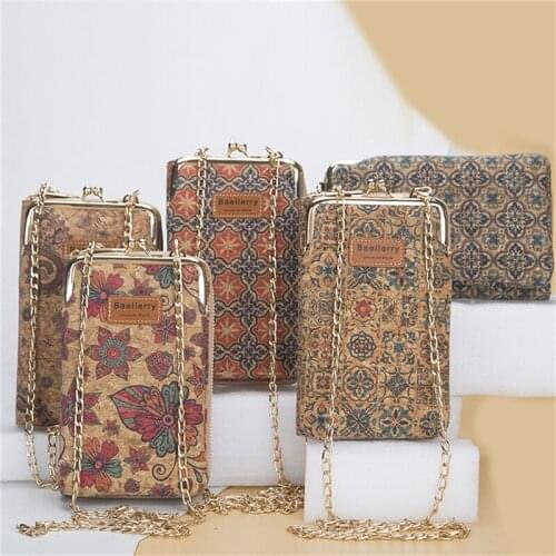 2021 New Mobile Phone Bag Female Large-capacity Messenger Bag Fashion Wood Grain Multi-card Position Ladies Wallet