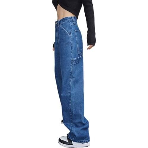 New Spring Wide Straight Leg Jeans Woman High Waist Blue Denim Pants Female Baggy Mom Jean Fashion Plus Size Trouser Streetwear