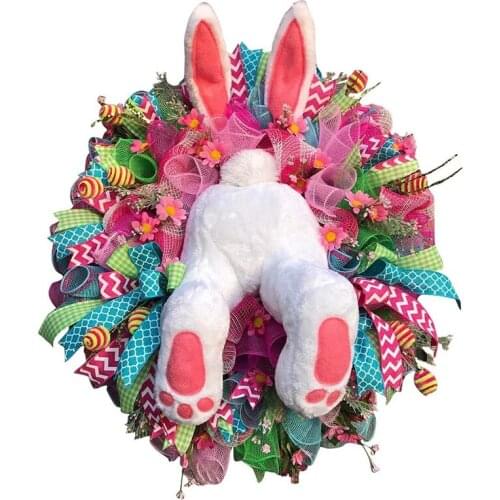 Easter Bunny Door Decor, Easter Bunny Butt Wreath Front Door Decorations Spring Outdoor Indoor Hanging Wreath