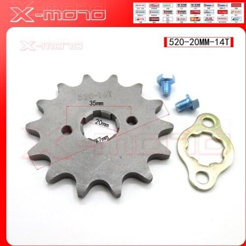 Front Engine Sprocket 520# 14T Teeth 20mm For 520Chain With Retainer Plate Locker Motorcycle Dirt Bike ATV Parts