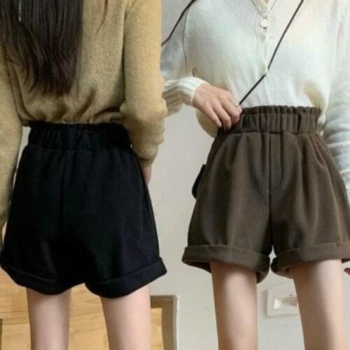 Casual Streetwear All Match Elegant College Autumn Shorts Women Loose Elastic Waist Solid Trendy Korean Style Female Simple Soft