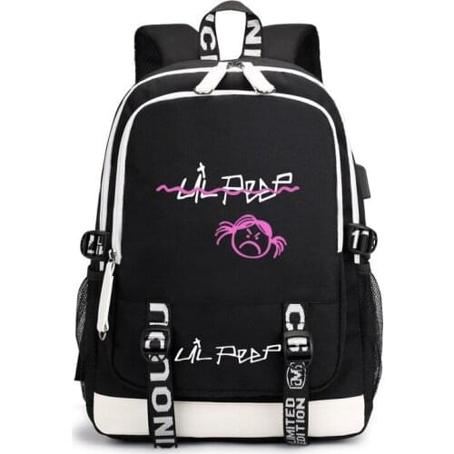 2020 Lil Peep Backpack Men/Women Student Bag For Laptop Bagpack For Girls With USB Charging Port Canvas Bag Headphone Cable