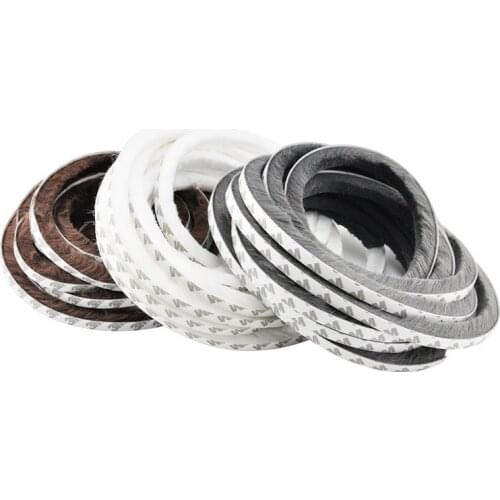 10Meters Self-adhesive Window Door Furniture Closet Weatherstrip Brush Wool Pile Noise Buffer Seal Strip Brown White Grey
