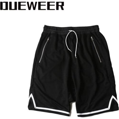Dueweer Mesh Baggy Shorts Bieber Hip Hop Elastic Waist Loose Knee Length Men Black Khaki Gray Shorts Pants Streetwear