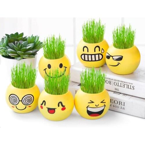 Modern Garden Plant Pot Cartoon Emoticons Pattern Flower Pot Cute Mini Succulent Balcony Bonsai Pot For Home Decorativas