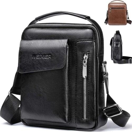 Casual Men Shoulder Bag Vintage Crossbody Bags Top Male Bag PU Leather Handbag Large Men Messenger Bags Tote Bag Adjustable