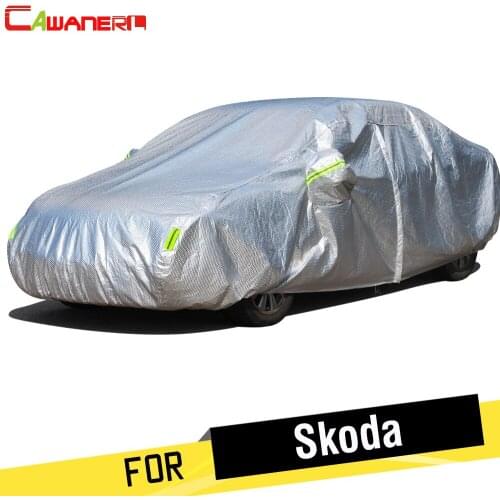 Cawanerl Thicken Car Cover Anti-UV Sun Shade Snow Rain Resistant Cotton Cover For Skoda Citigo Rapid Roomster Yeti Superb Forman