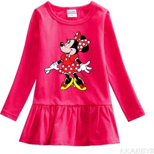 Spring And Autumn Minnie Mickey Foreign Trade Childrens Wear Cotton Girl Cartoon Dress Pleated Bottom Baby Princess Skirt