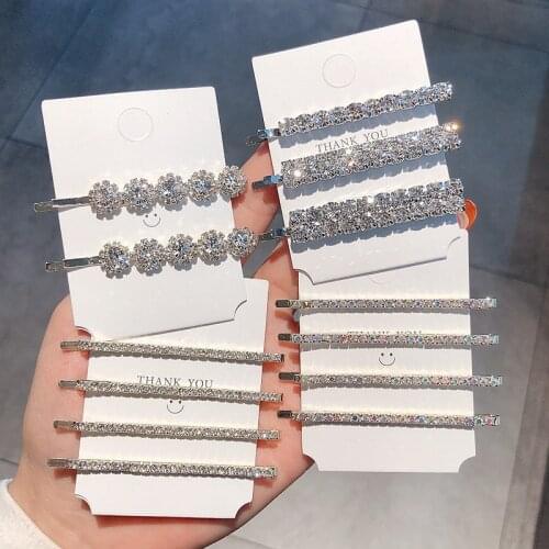 New Bling Bling Crystal Rhinestone Long Barrettes Hairpins For Women Hair Jewelry Pary Hair Clips Sets Wholesale