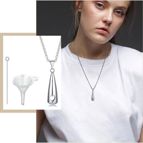 Women Teardrop Ashes Cremation Urn Necklace Jewelry, Memorial Keepsake Remembrance Gift, Stainless Steel Water Drop Pendant