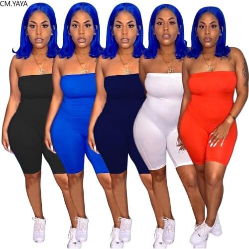 2020 Women Short Jumpsuits Rompers Fitness Playsuits Strapless Sleeveless Sexy Night Club Party One Piece Outfits GL178