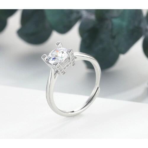 2021 Korean Fashion Design Cornucopia H Shape Cubic Zirconia Stones Wedding Banquet Ring Female 925 Sterling Silver Hand Jewelry