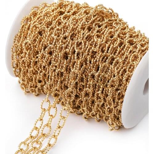 1M/10mm Stainless Steel Gold Oval Twist Cable Chain DIY Chains for Punk Rock Hip Hop Jewelry Making Supplies Hip Hop Handwork