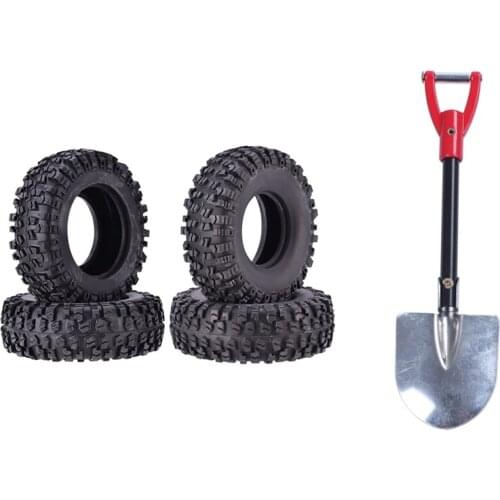 1X Metal Shovel For RC D90 & 4Pcs Left & Right Rubber Tires Wheel Tyre For Wltoys 12428 12428-A/B/C 12423 1/12