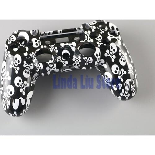 10sets/lot Custom Hydro Dipped Grave Shell Housing Case White Skulls head shell case without buttons for ps4 controller