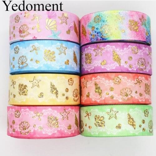 10 Yards 1" 25MM Shiny Gold Printed Grosgrain Ribbon For Hair Bows DIY Crafts Handmade Accessories M19082801