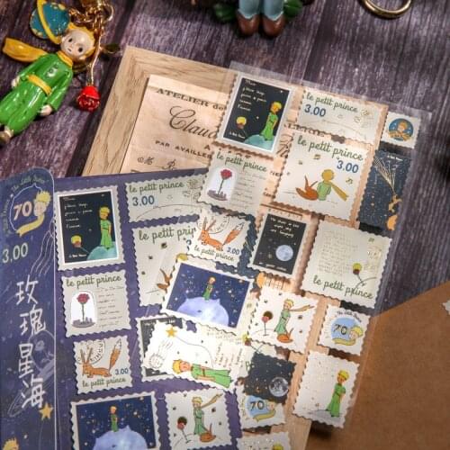 2 Sheets Vintage Gold Foil Cartoon Art Nature Plant Travel Themes Postage Stamp Stickers for Scrapbooking Journal Planners