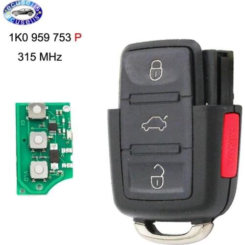3+1 Buttons 315MHZ Remote Control 4 Buttons Key Fob 1K0 959 753 P 1K0959753P FOR VW