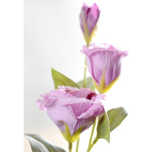 3 Heads Fake Flowers Eustoma Gradiflorus Lisianthus Artificial Flowers Wedding Home Decoration wreaths