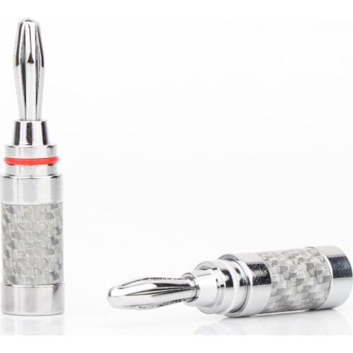 4 pcs Hi-end Rhodium Plated Brass Carbon Fiber Male Terminal Hifi Audio CD DVD player AMPe Speaker Cable Banana Plug connector