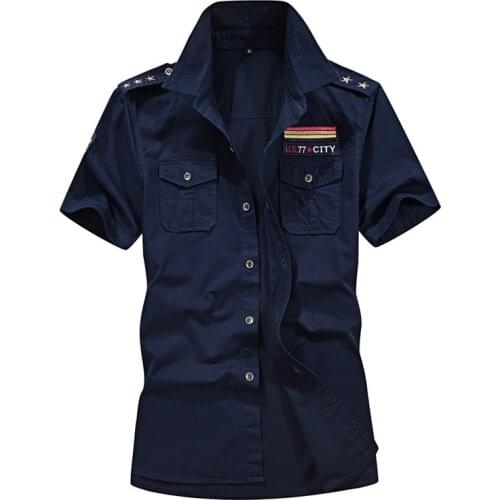 5XL Plus Size Mens Military Air Force Short Sleeve Shirt Summer Outdoor Army Fan Training Climbing Cotton Tactical Cargo Shirt