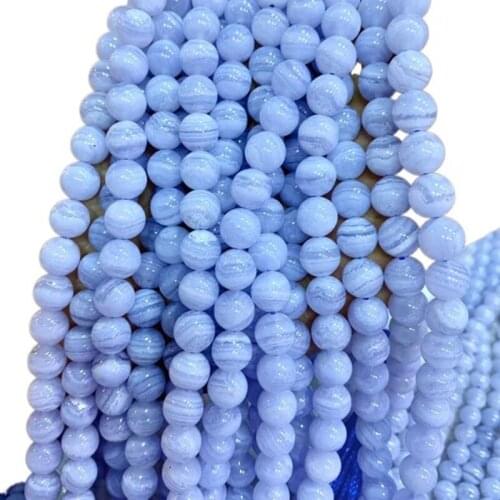 6mm/8mm Natural Mineral AAA Blue Lace Agate Semi-Precious Stone Gemstone Loose Beads For Jewelry Making DIY Bracelet Necklace