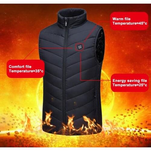9 Areas Heated Vest Mens Winter Jacket 2020 Electrical Heating Vest USB Battery -20℃ Mens Warm Jacket Thermal Padded Jacket