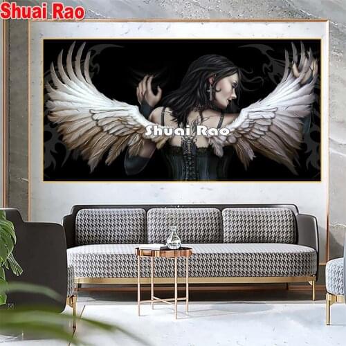 5d diy diamond embroidery wings Woman diamond painting mosaic full square round drill dark world Lady Angel,2021 Gift