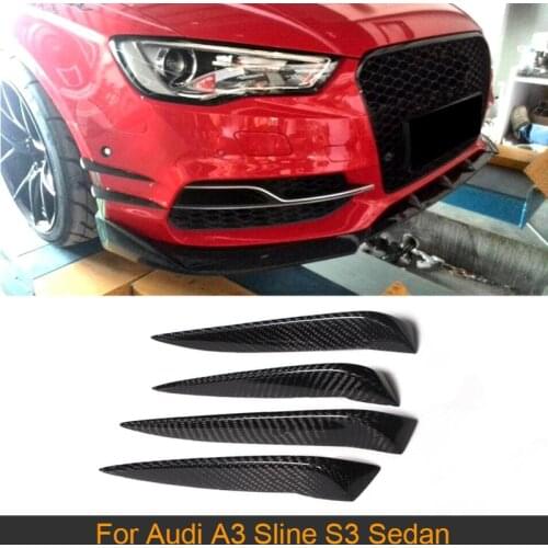 Carbon Fiber Car Air Intake Trims Fins Canards for Audi A3 Sline S3 Sedan 4 Door 13-16 Not A3 Standard Front Splitters Stickers