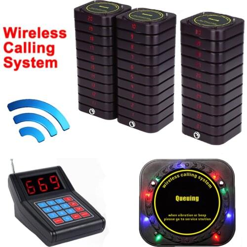 Restaurant Wireless Call Pager 999 Channel Calling Keypad Queuing Calling System Paging Calling System 1 Transmitter+30 Receiver