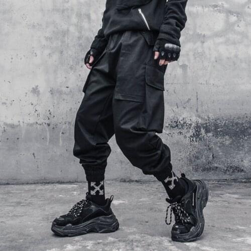 Hip Hop Streetwear Sweatpants Harajuku Zipper Pocket Cargo Pants Men Tactical Joggers Pants Man Casual Loose Trousers Techwear