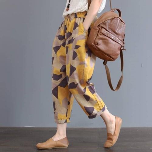 Hip Hop Cotton Linen Pants for Women Trousers Loose Casual Solid Color Women Harem Pants Plus Size 4XL Capri Womens Summer