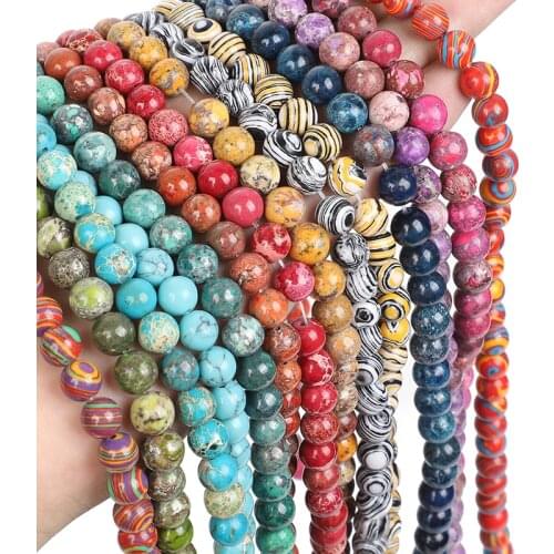 Natural Stone Blue Emperor stone Charm Round Loose Beads For Jewelry Making For Needlework Beads DIY Strand 4/6/8/10/12 MM