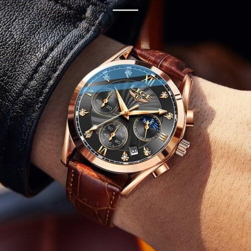 2021 LIGE New Fashion Mens Watches Top Brand Luxury Military Quartz Watch Premium Leather Waterproof Sport Chronograph Watch Men