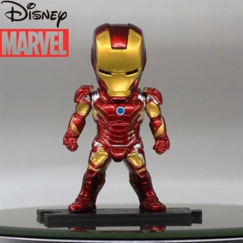 Disney Premium Q Version of Marvel Iron Man Captain America Thor Toy Figure Cake Car Decoration