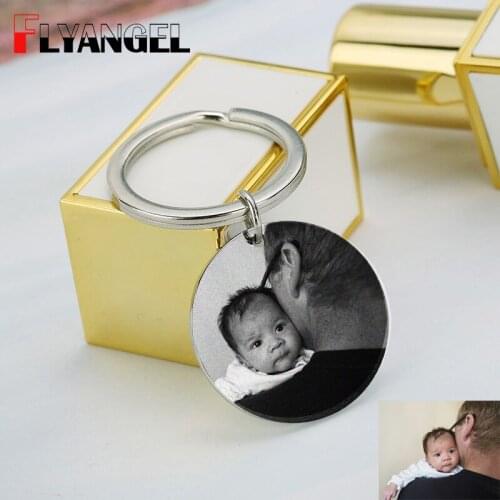 FLYANGEL Baby Shower Gift Keychain Any Photo On These Custom Keyring Sonogram Newborn Photo Image Memorial Gift for Family Mom