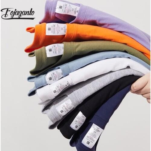 FOJAGANTO Summer New Mens T Shirt Casual Short Sleeve Tops Tees Men Basic Daily Couples Solid Color T Shirts Male