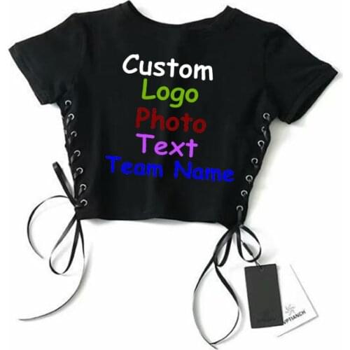 Custom logo design style heavy industry air eye side strap short navel T-shirt high waist short sleeve pullover jacket