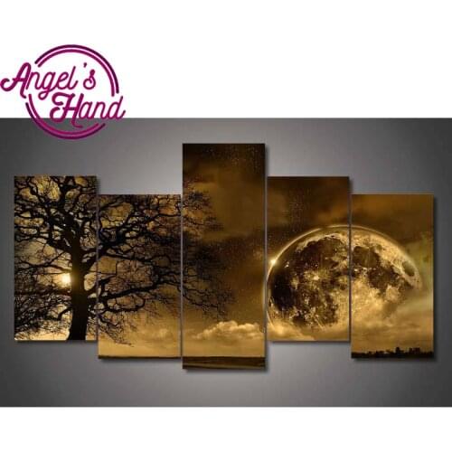 Celestial Body Canvas Painting 5pcs square diamond painting Wedding Decoration Wall painting For Living Room Diamond Embroidery