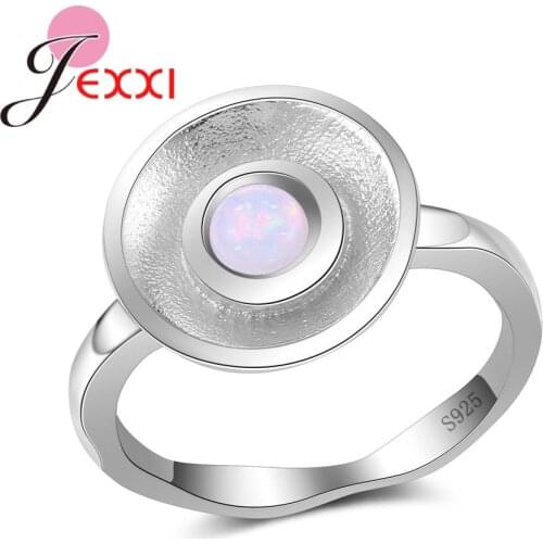 Statement Big Round 925 Sterling Silver Ring For Women Bijoux New Jewelry Classic Fire Opal Rings Fashion European Women Jewelry