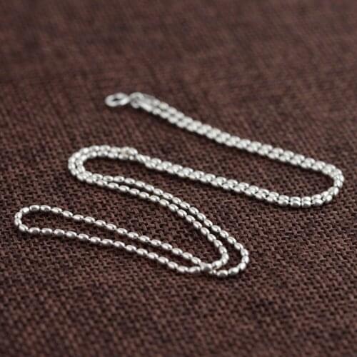925 Sterling Silver Retro Bead Chain Necklace 40-60cm A2413