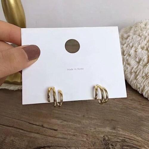 ORZTOON Korea Vintage C-shaped Gold Hoop Earrings For Women New Minimalist Cold Wind Ring Earring Trendy Female Jewelry 2021