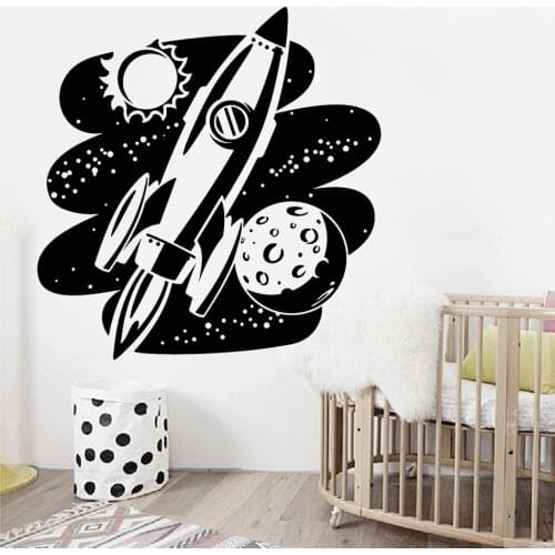 Rocket Wall Sticker Space Cosmic Vinyl Decal Astronaut Home Decor Kids Room Wall Decoration Nursery Art Mural Removable