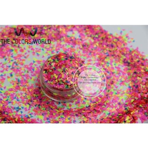 IGN3-92 Mix 3MM Neon Color Solvent Resistant Glitter Triangle shape Glitter for Nail Polish Acrylic,DIY supplies1pack=50g