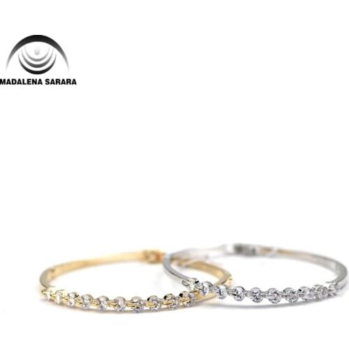 MADALENA SARARA AAAA Zircon Inlaid Bracelet Gold Tone Copper Bracelet Inlaid Women Jewelry Luxury Easy Open