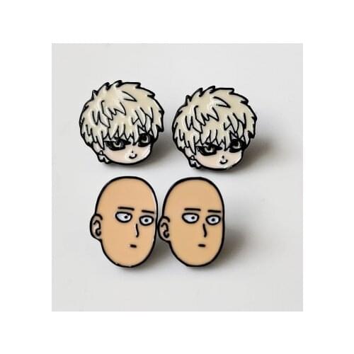 ONE PUNCH-MAN Saitama Genos Fashion Anime Cartoon Earring Stud Earrings For Women Girls Kids Jewelry XMAS Gift