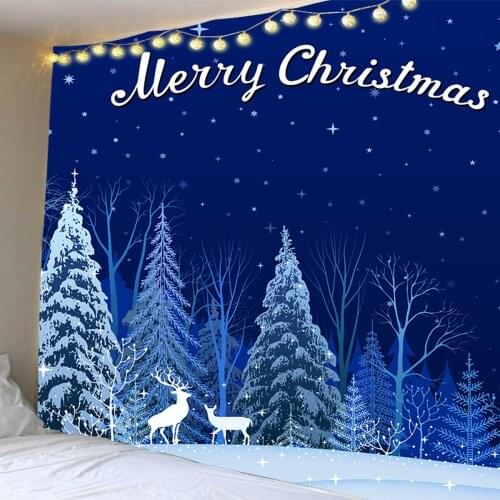 2021 Wall Hanging Tapestry Merry Christmas Tree Reindeer Fireplace Winter Forest Tapestry Bedroom Living Room Dorm boho decor
