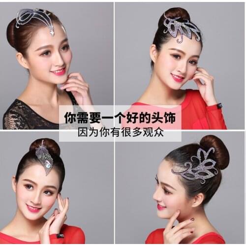 New Dancing Headwear Costume Ballroom Latin Dance Headdress Waltz Tango Foxtrot Headwear Austrian Diamond