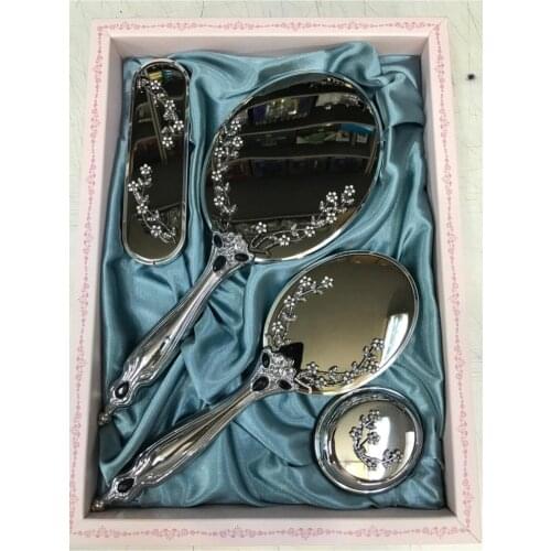 Special Care Mirror for Women Trotting Brush Comb Handle Hair Brush special Zircon Secondary suede 4 Pieces