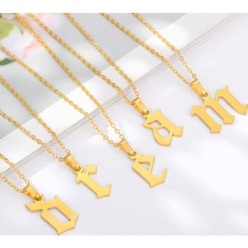 Initial Letter Necklace For Women Stainless Steel Exquisite A-Z Alphabet Pendant Necklace Jewelry Friendship Gifts Bijoux Femme